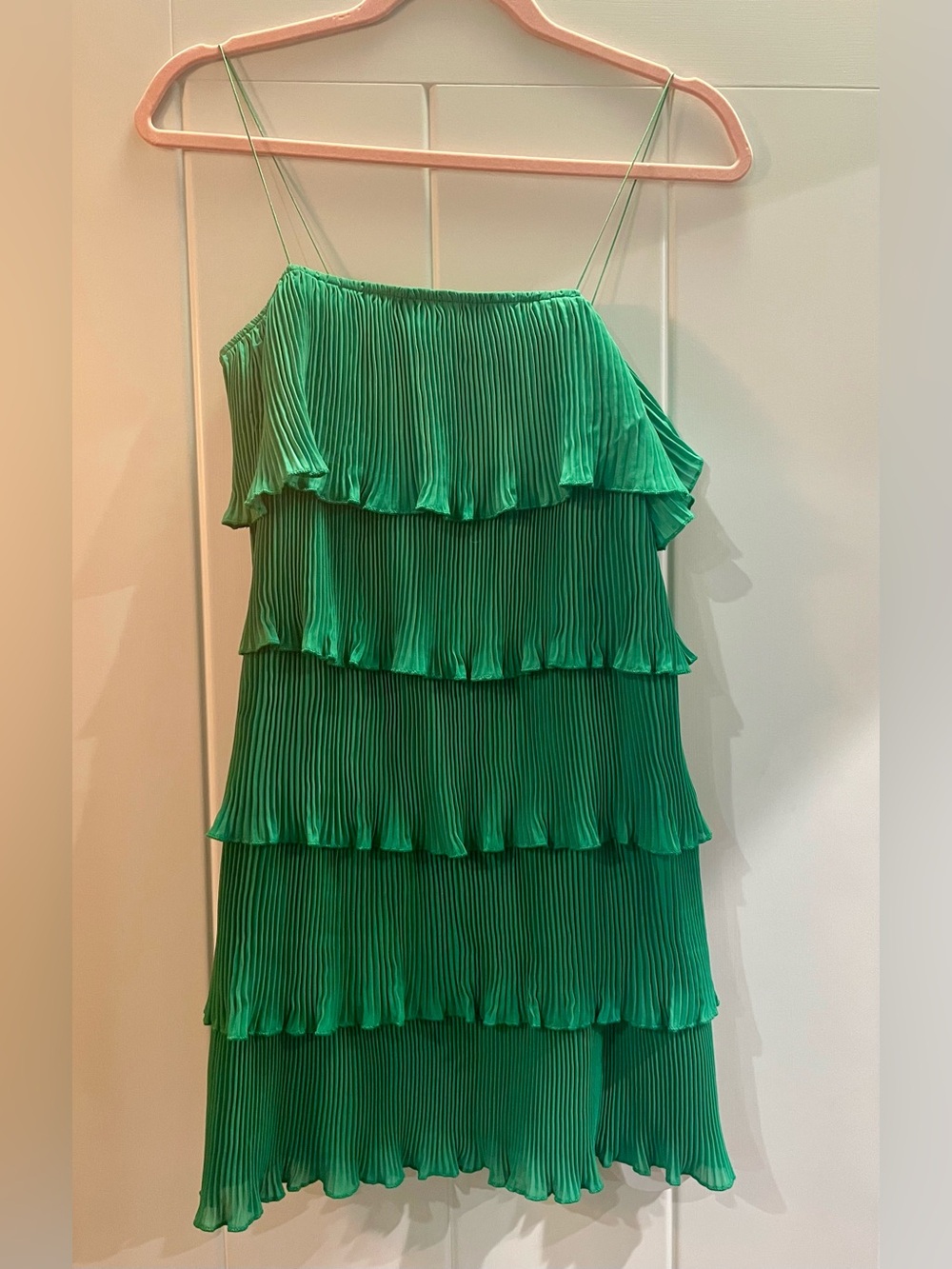 SHEIN Emerald Green Tiered Thin Spaghetti Strap Dress